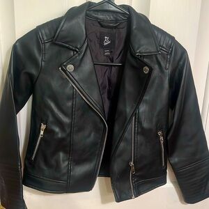 Black faux leather girls size 6/6x coat